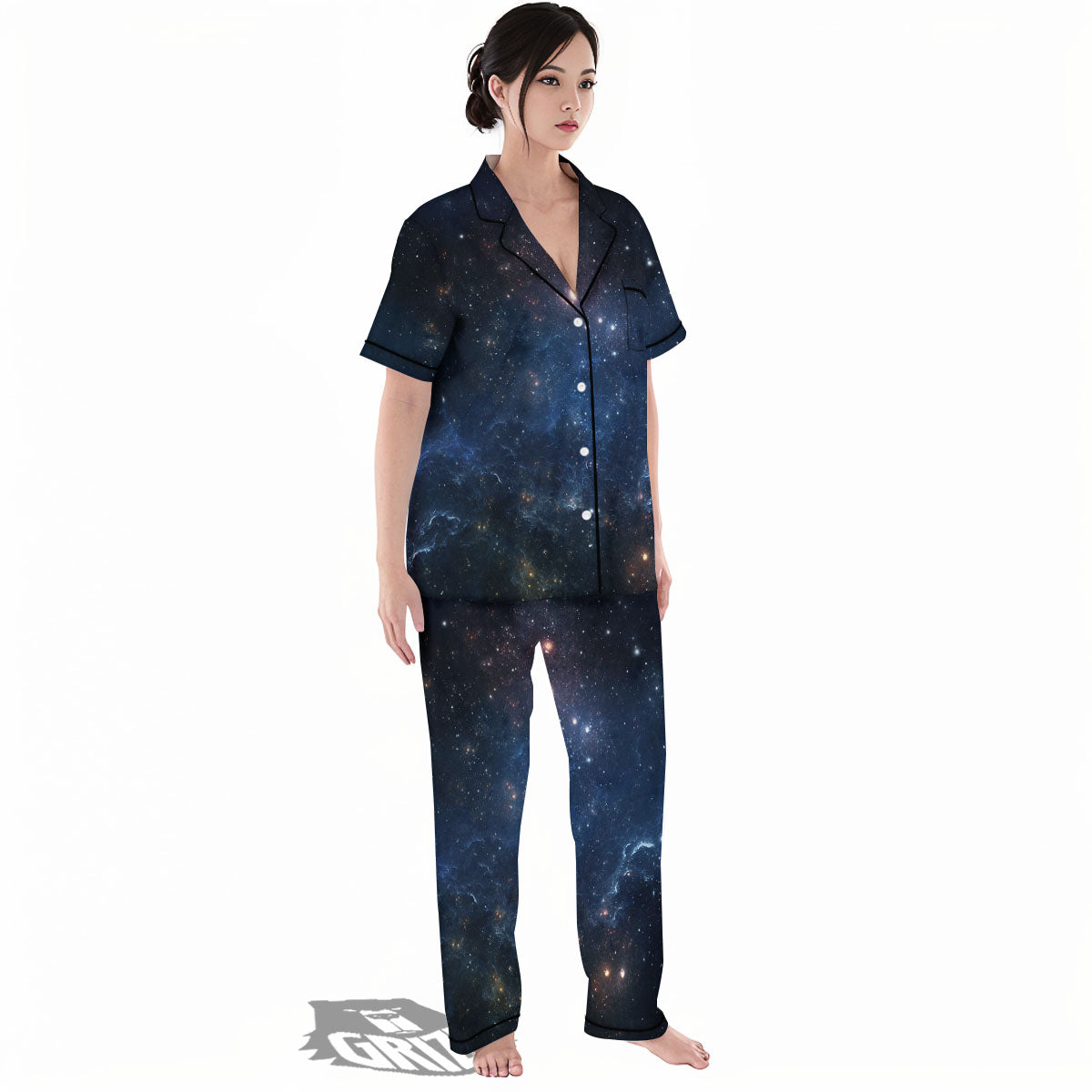 Galaxy Deep Space Dark Universe Print Women's Pajamas Set-grizzshop