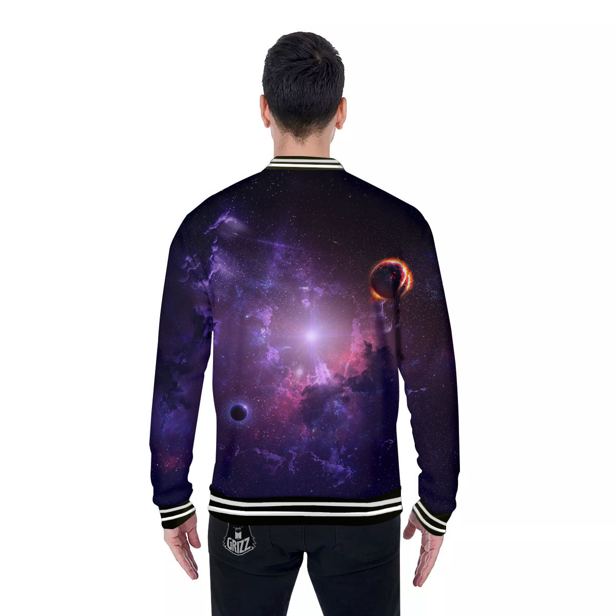Galaxy Deep Space Light Stardust Print Baseball Jacket-grizzshop