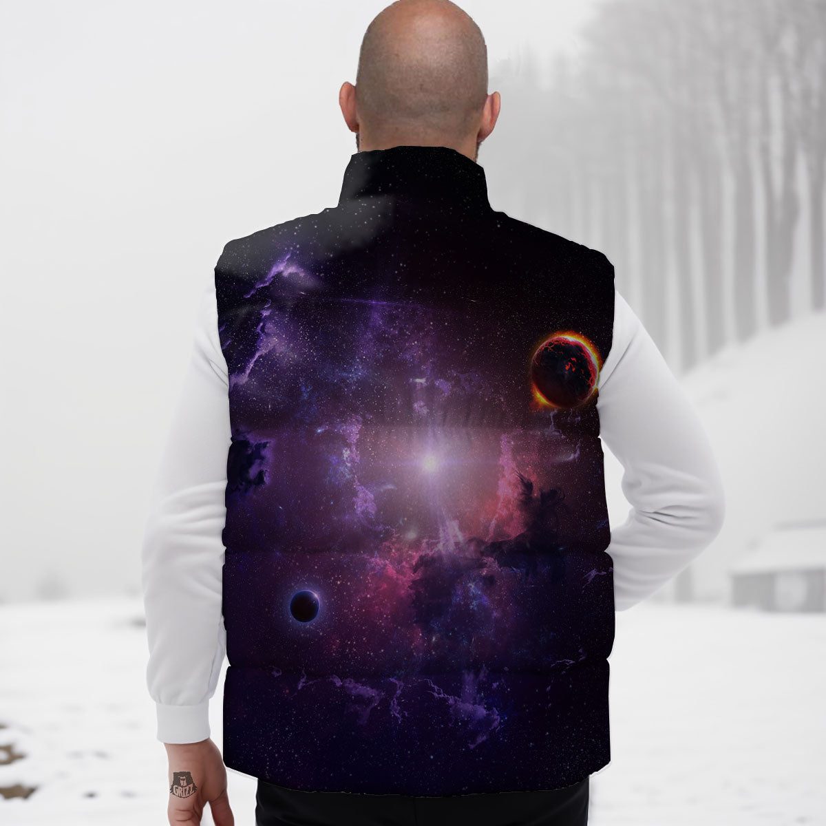 Galaxy Deep Space Light Stardust Print Down Vest