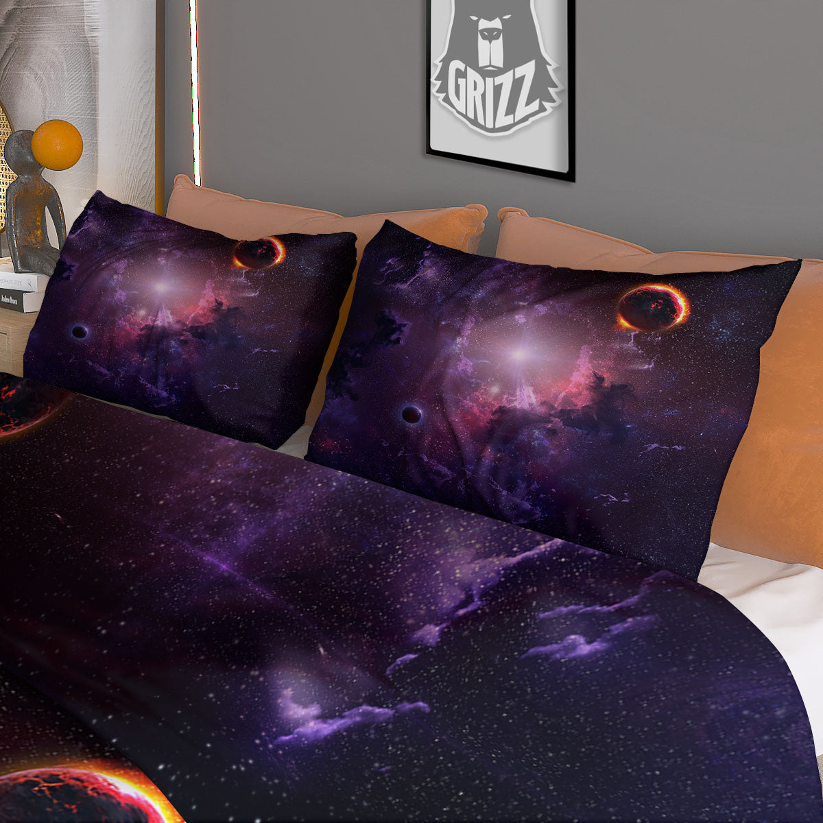 Galaxy Deep Space Light Stardust Print Duvet Cover Bedding Set