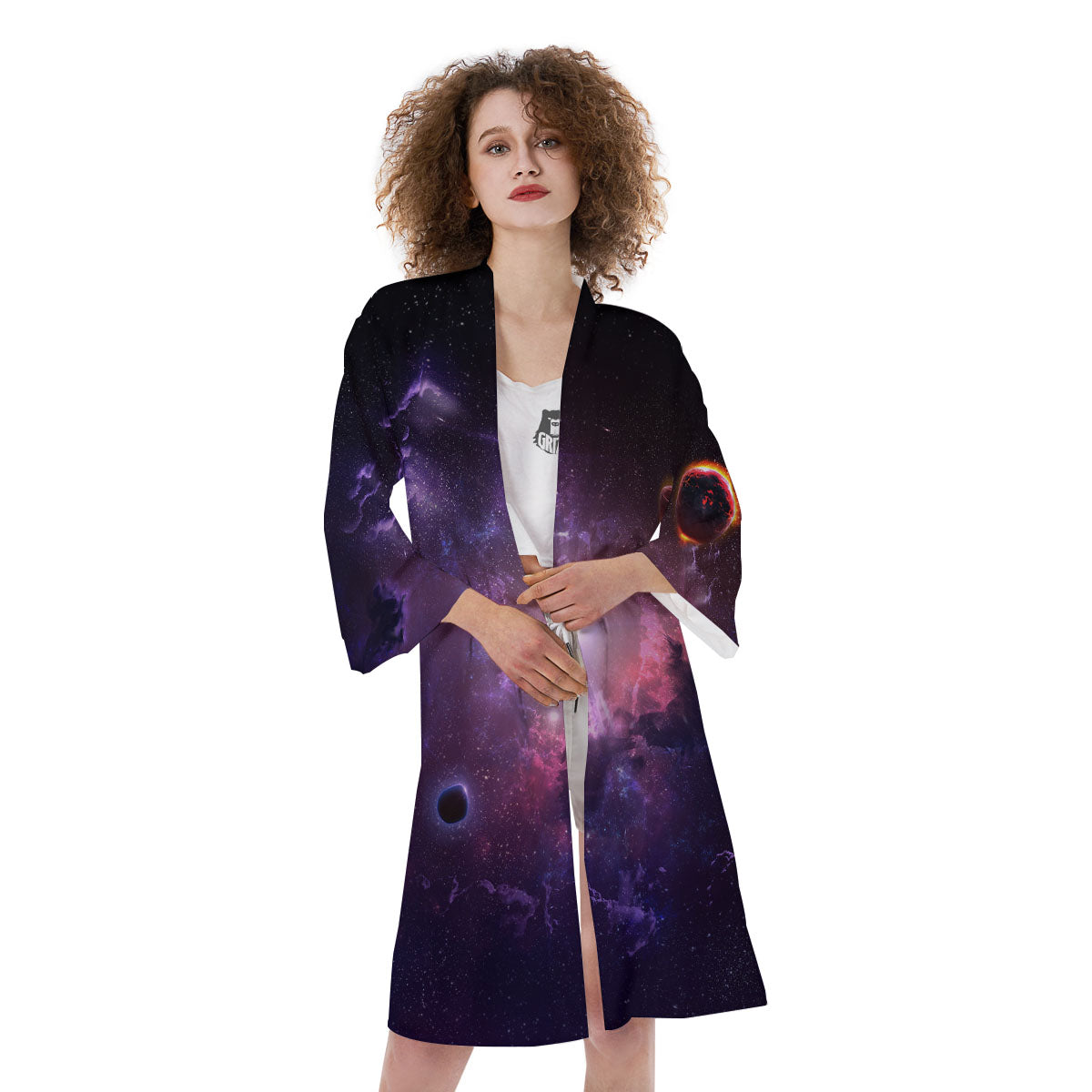 Galaxy Deep Space Light Stardust Print Kimono-grizzshop