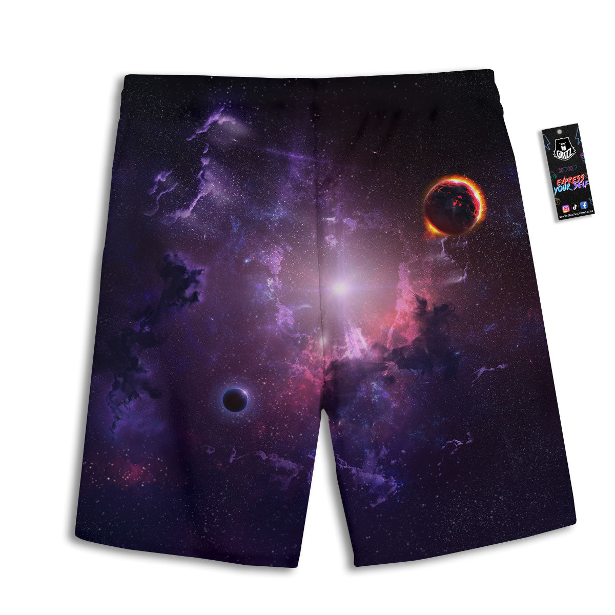 Galaxy Deep Space Light Stardust Print Men's Athletic Shorts