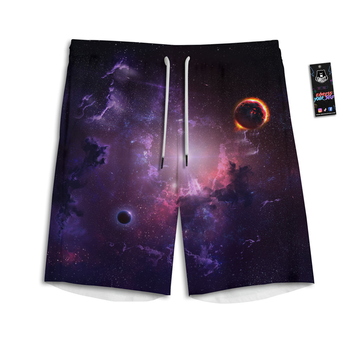 Galaxy Deep Space Light Stardust Print Men's Athletic Shorts