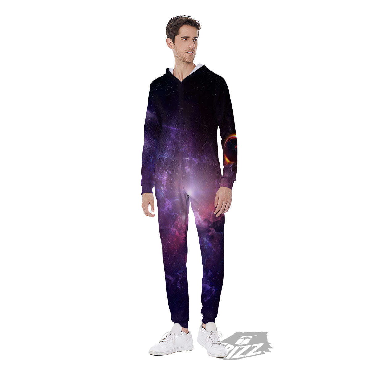 Galaxy Deep Space Light Stardust Print Men's Jumpsuit-grizzshop