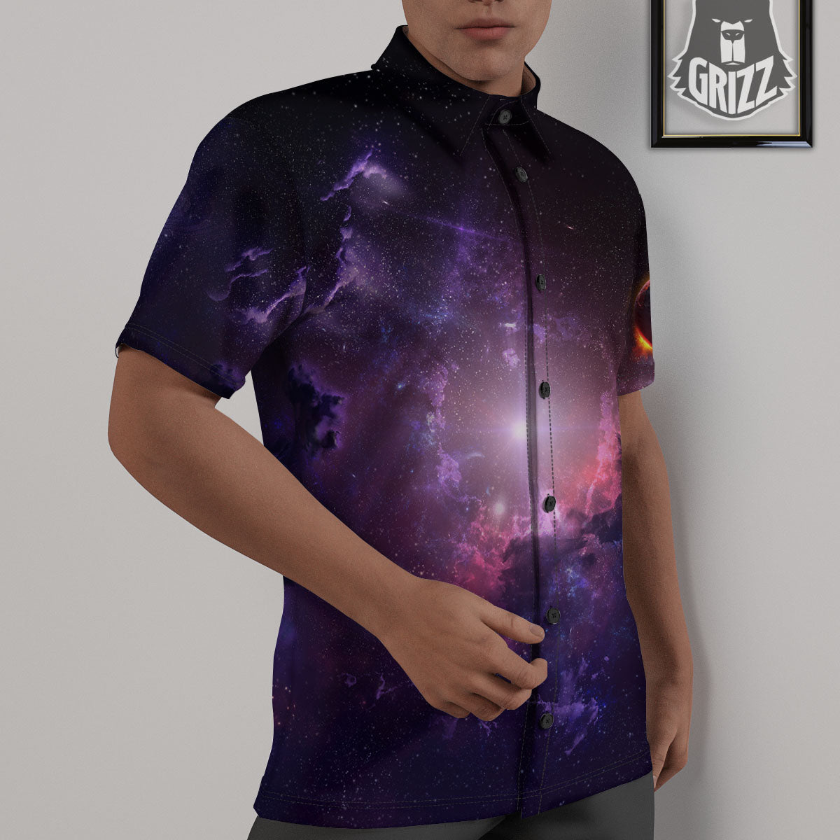 Galaxy Deep Space Light Stardust Print Untucked Shirts-grizzshop
