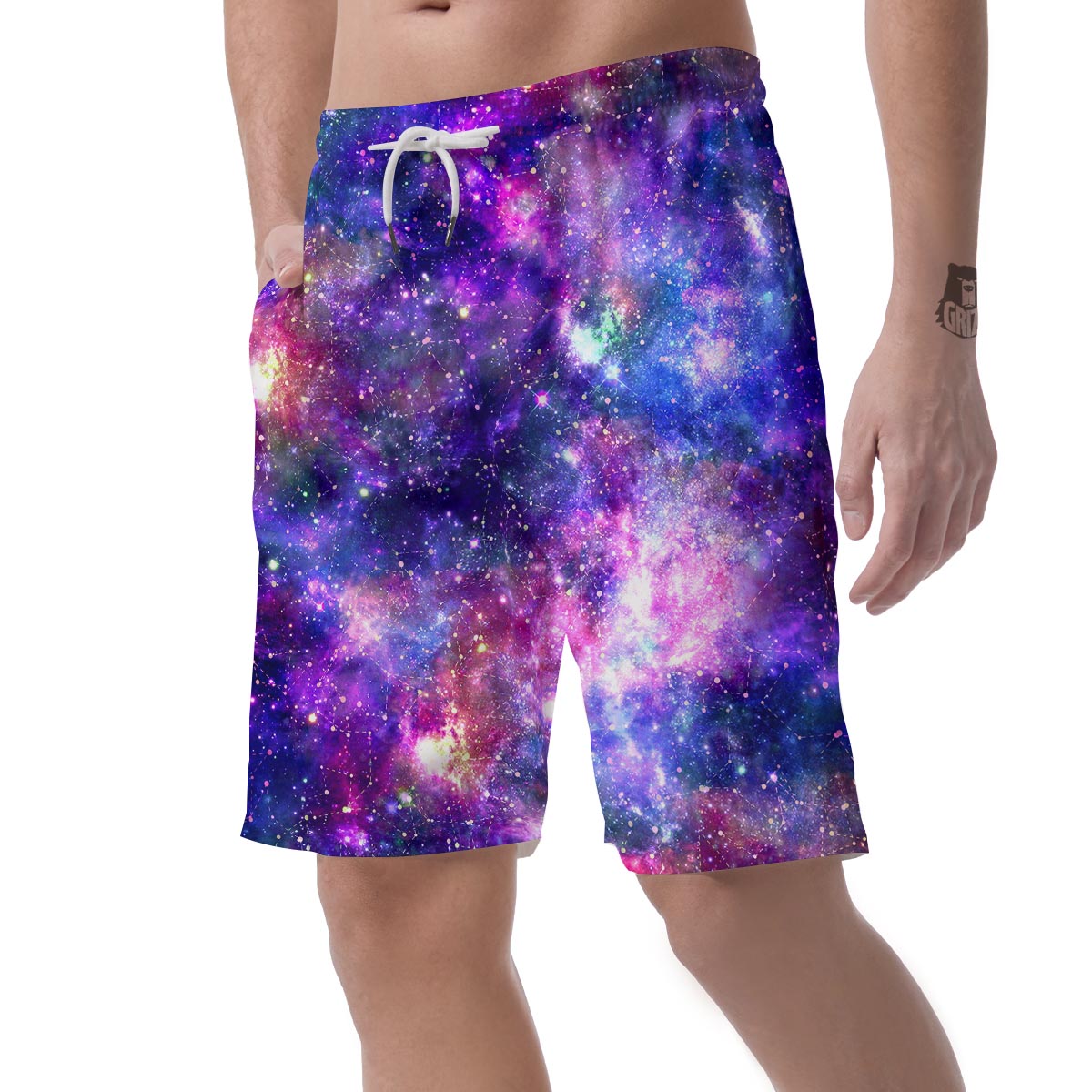 Galaxy Night Print Men's Shorts-grizzshop