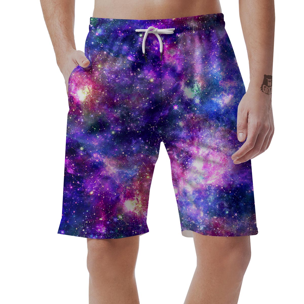 Galaxy Night Print Men's Shorts-grizzshop