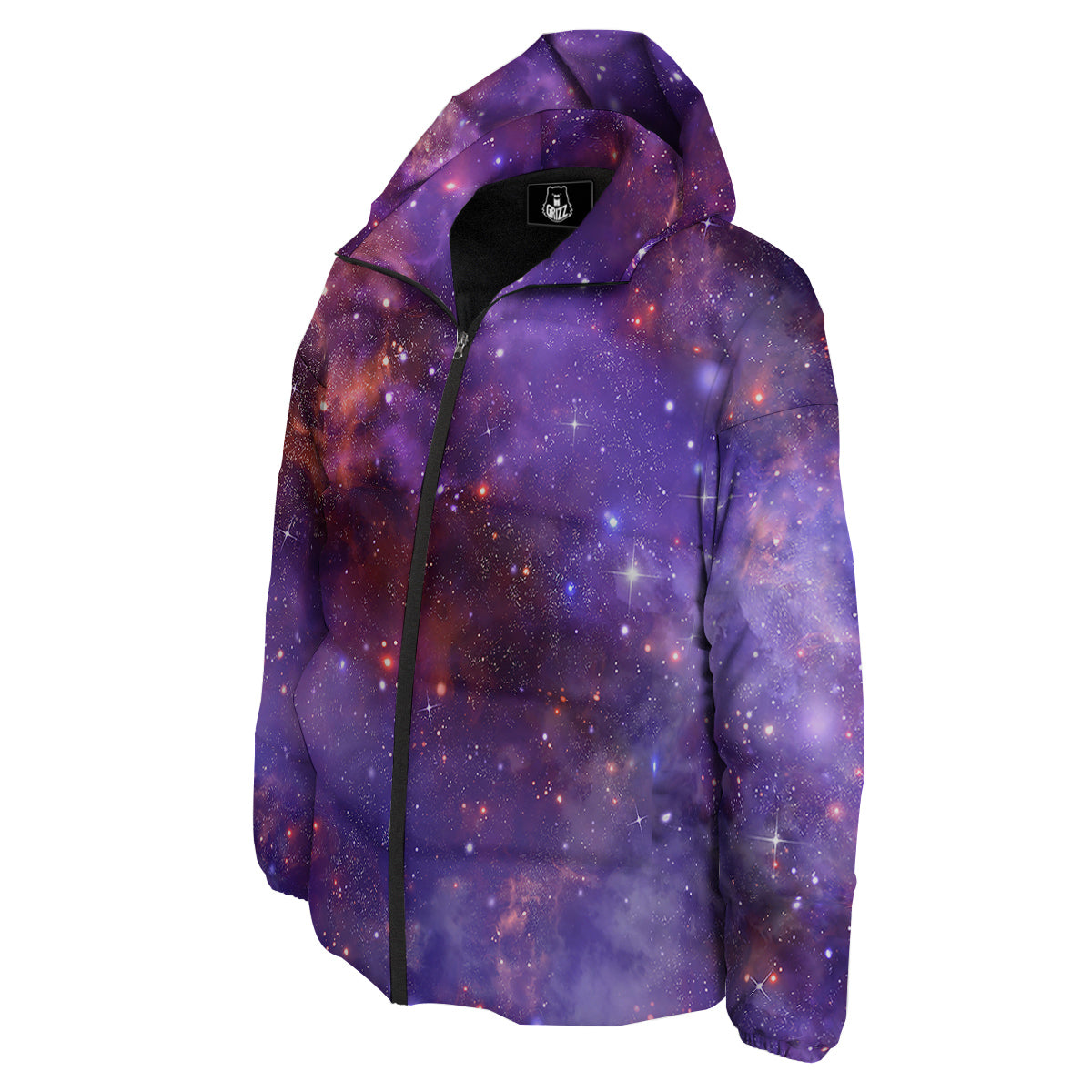 Galaxy Outer Space Dark Purple Print Down Jacket-grizzshop