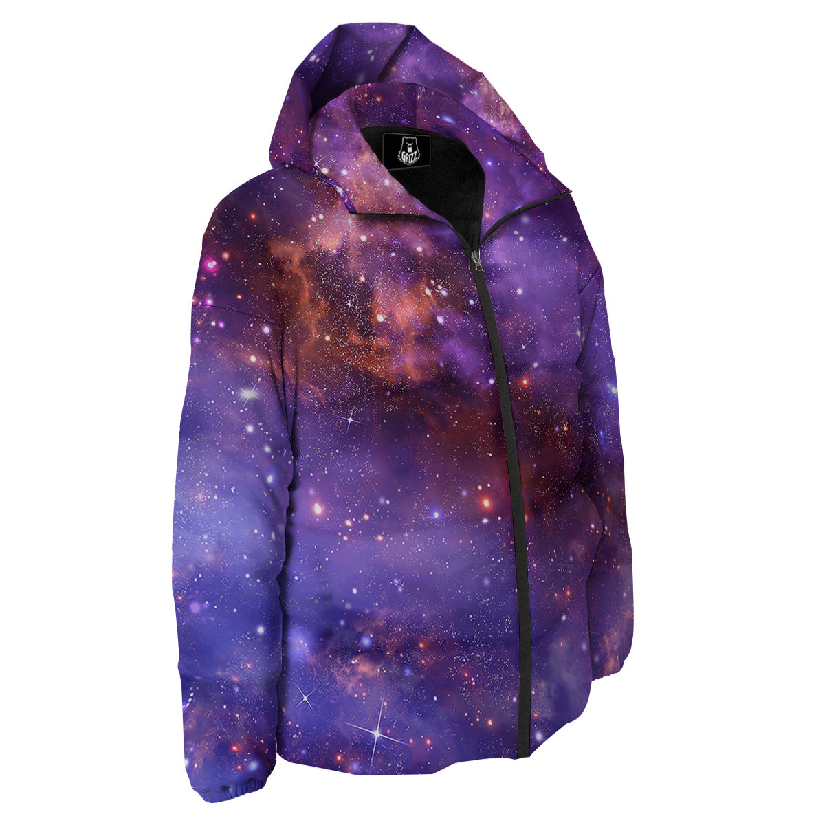 Galaxy Outer Space Dark Purple Print Down Jacket-grizzshop