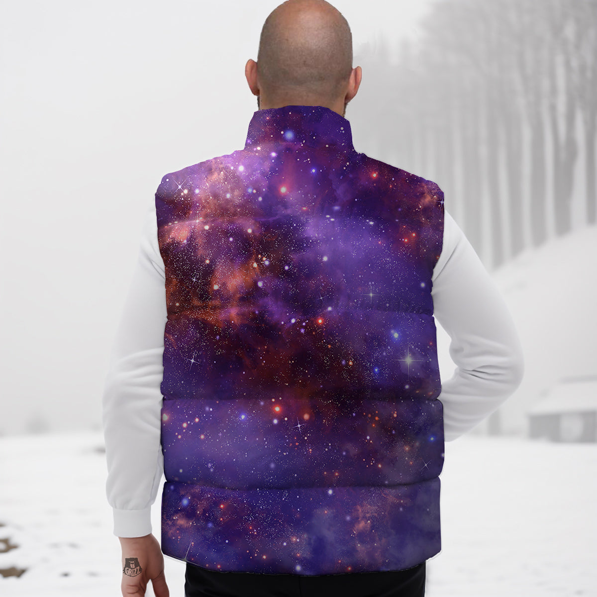 Galaxy Outer Space Dark Purple Print Down Vest
