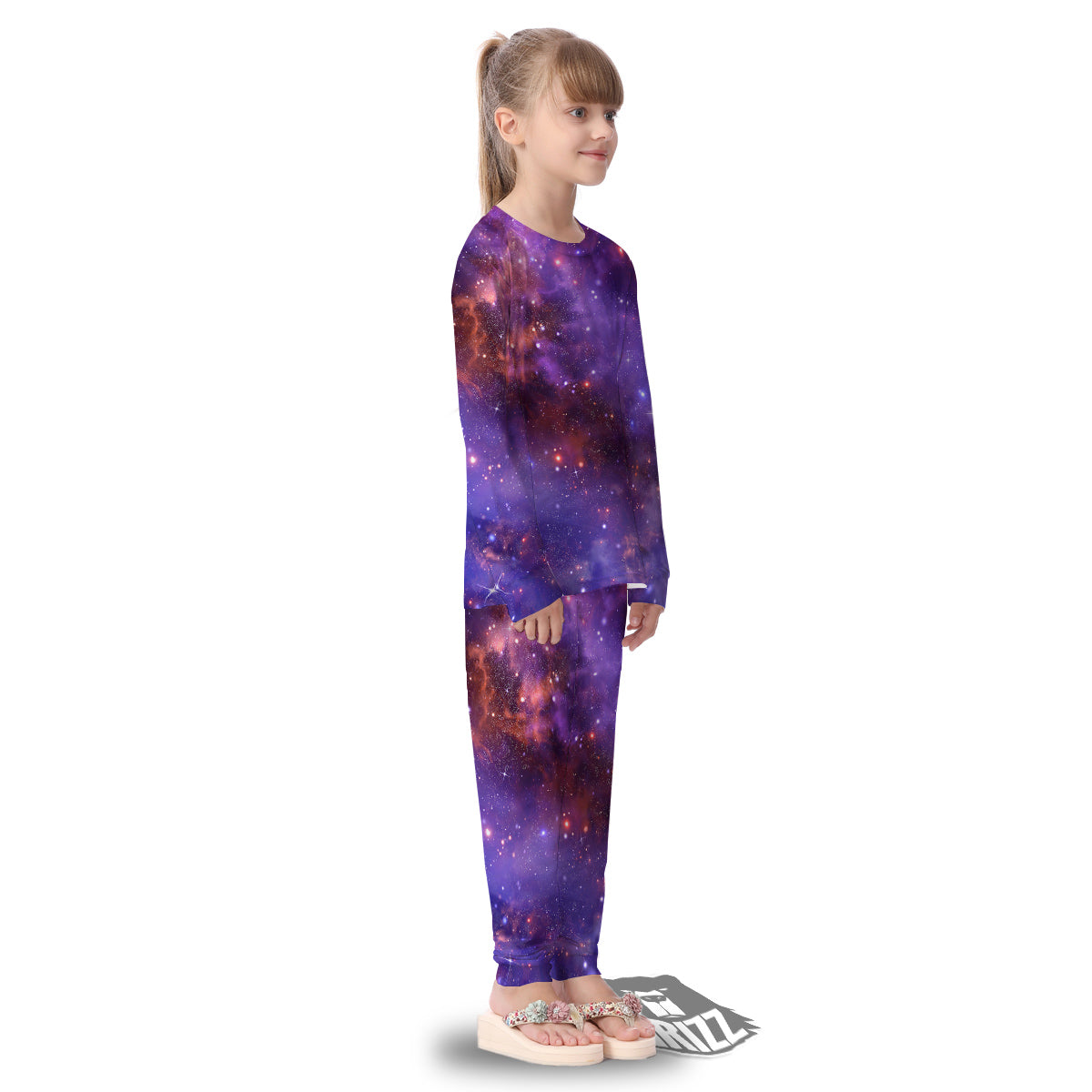 Galaxy Outer Space Dark Purple Print Kid's Pajamas-grizzshop