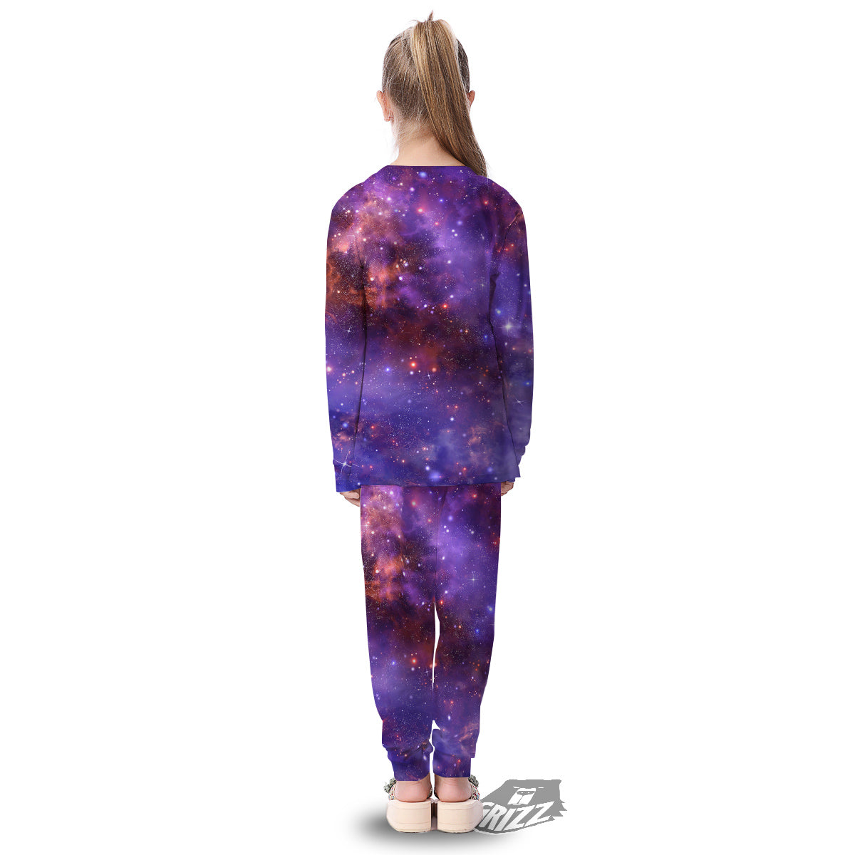 Galaxy Outer Space Dark Purple Print Kid's Pajamas-grizzshop