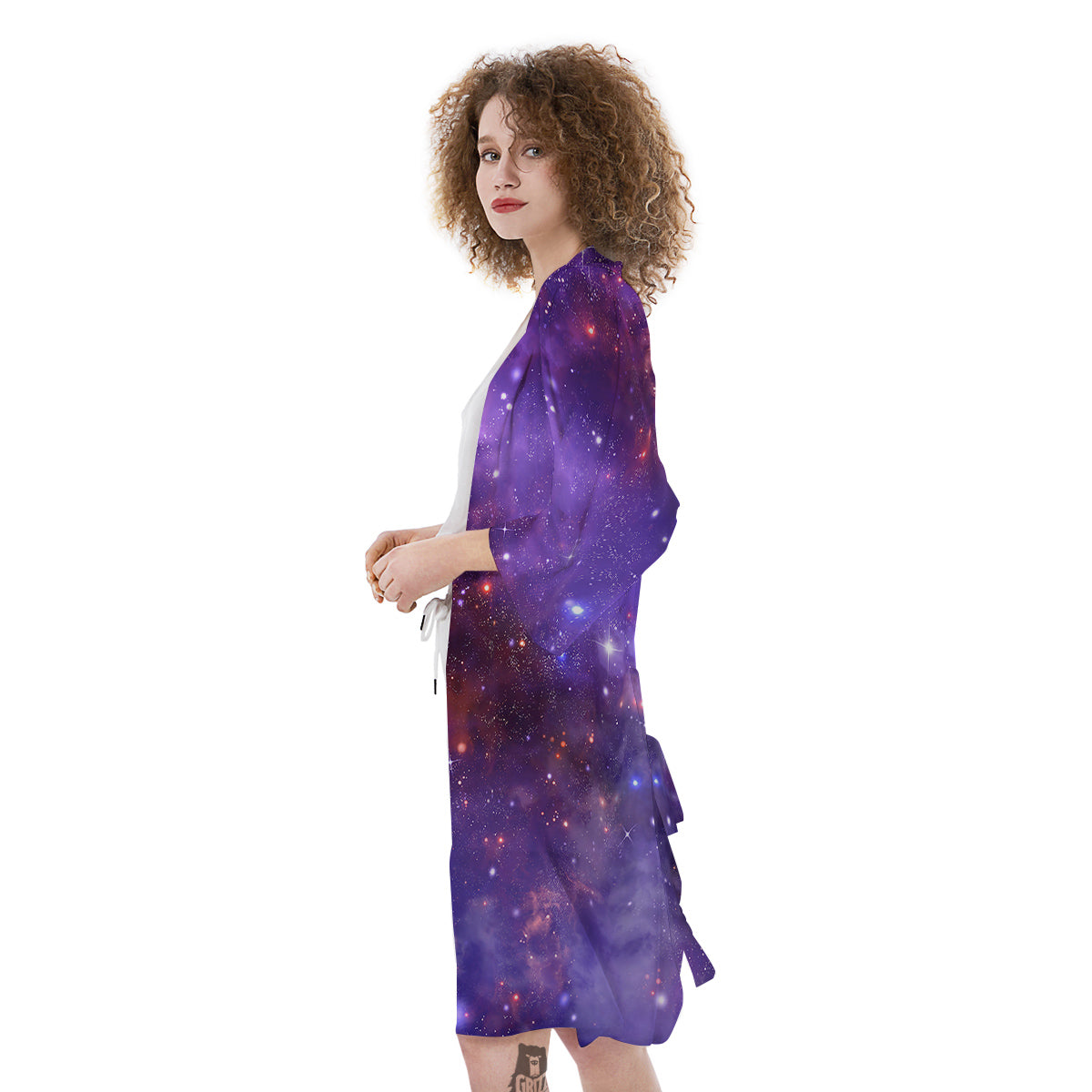 Galaxy Outer Space Dark Purple Print Kimono-grizzshop