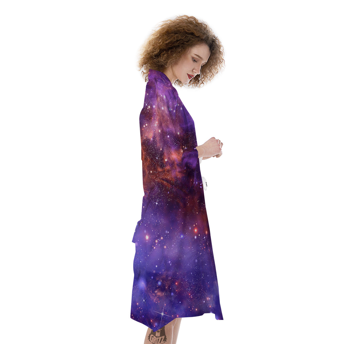 Galaxy Outer Space Dark Purple Print Kimono-grizzshop