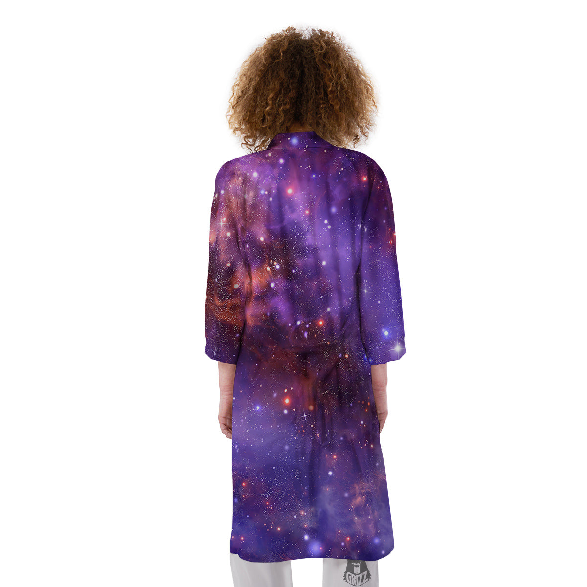 Galaxy Outer Space Dark Purple Print Kimono-grizzshop