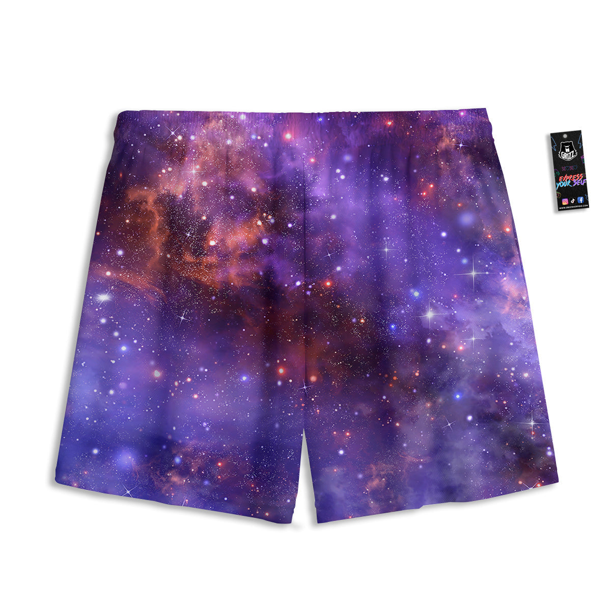 Galaxy Outer Space Dark Purple Print Mesh Shorts