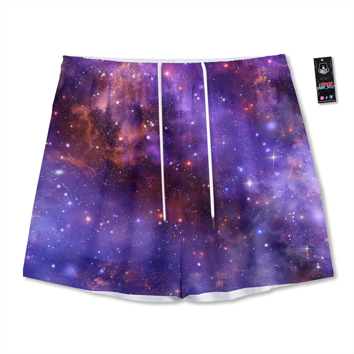 Galaxy Outer Space Dark Purple Print Mesh Shorts
