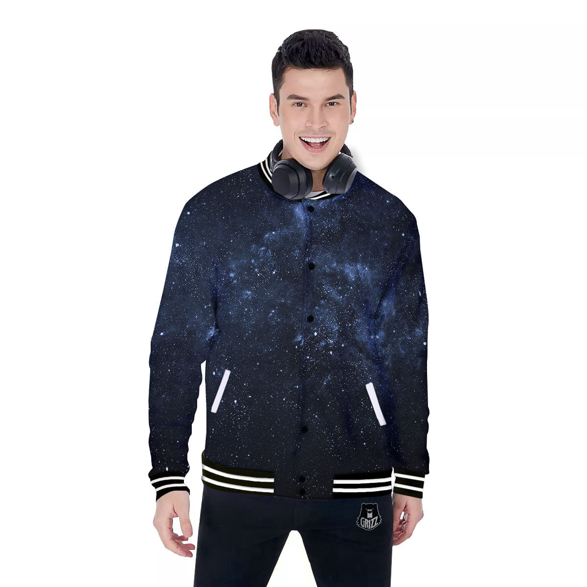 Galaxy Outer Space Dark Universe Print Baseball Jacket-grizzshop
