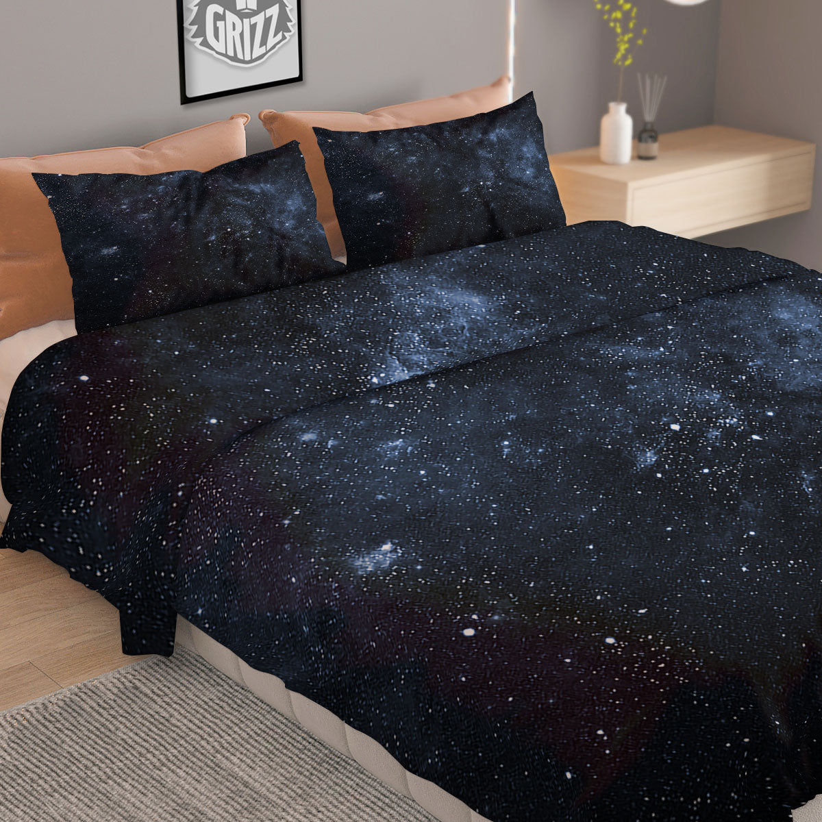 Galaxy Outer Space Dark Universe Print Duvet Cover Bedding Set