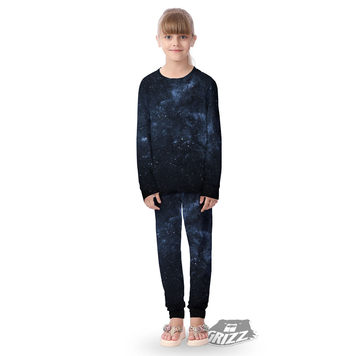 Galaxy Outer Space Dark Universe Print Kid's Pajamas-grizzshop