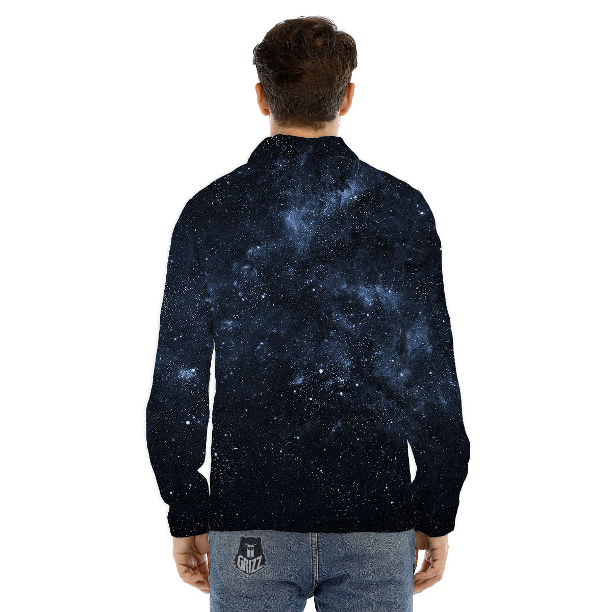 Galaxy Outer Space Dark Universe Print Men's Dress Shirts-grizzshop