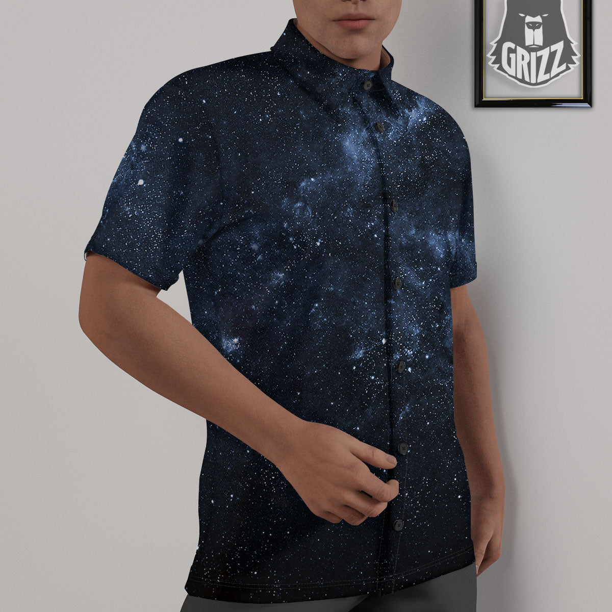 Galaxy Outer Space Dark Universe Print Untucked Shirts-grizzshop