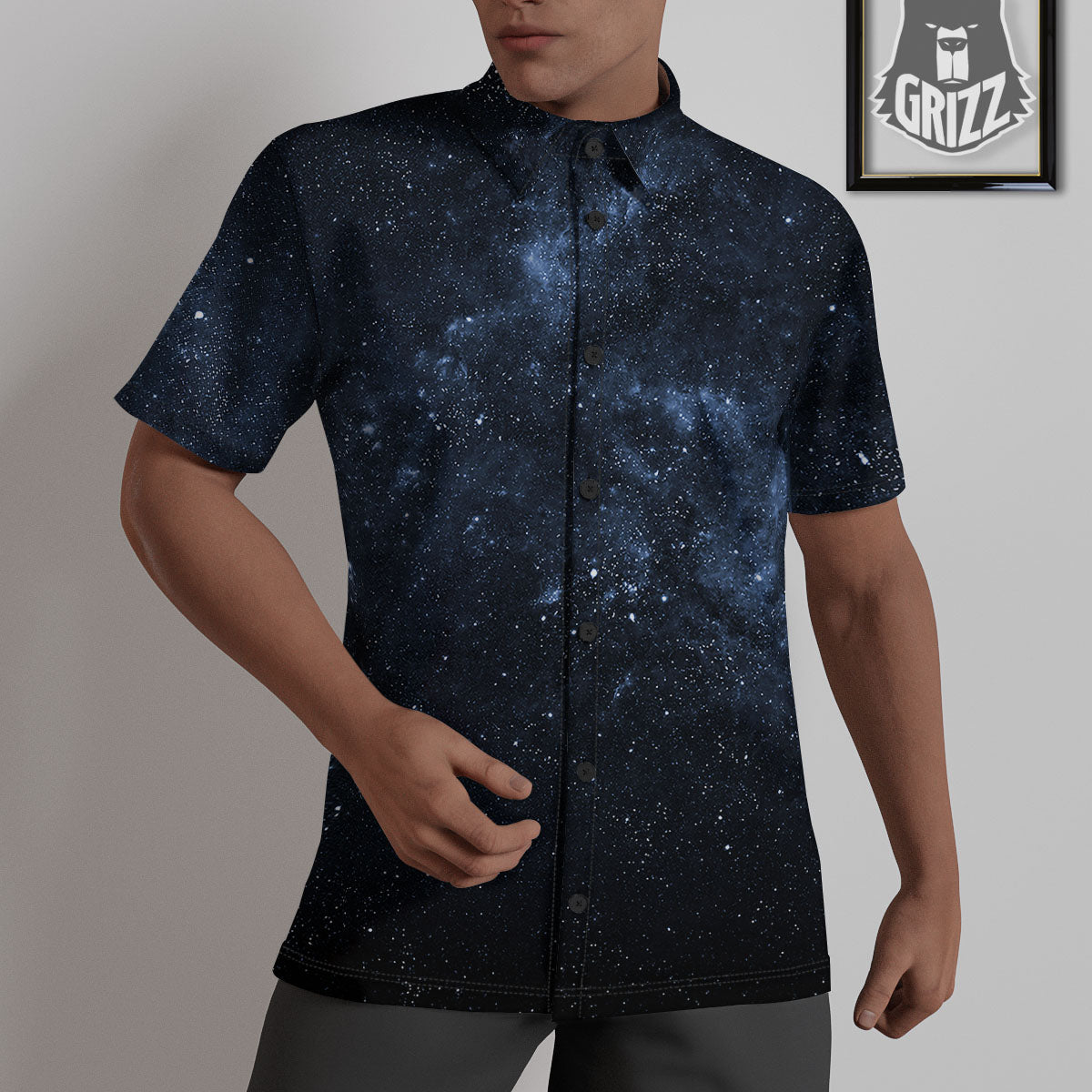 Galaxy Outer Space Dark Universe Print Untucked Shirts-grizzshop