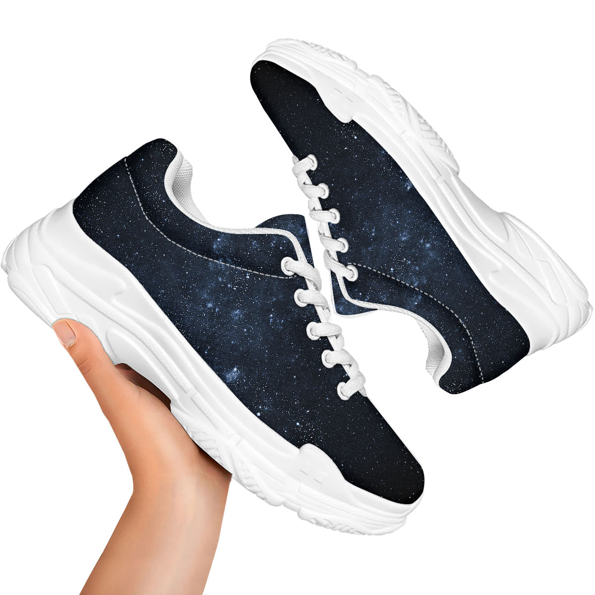 Galaxy Outer Space Dark Universe Print White Chunky Shoes-grizzshop