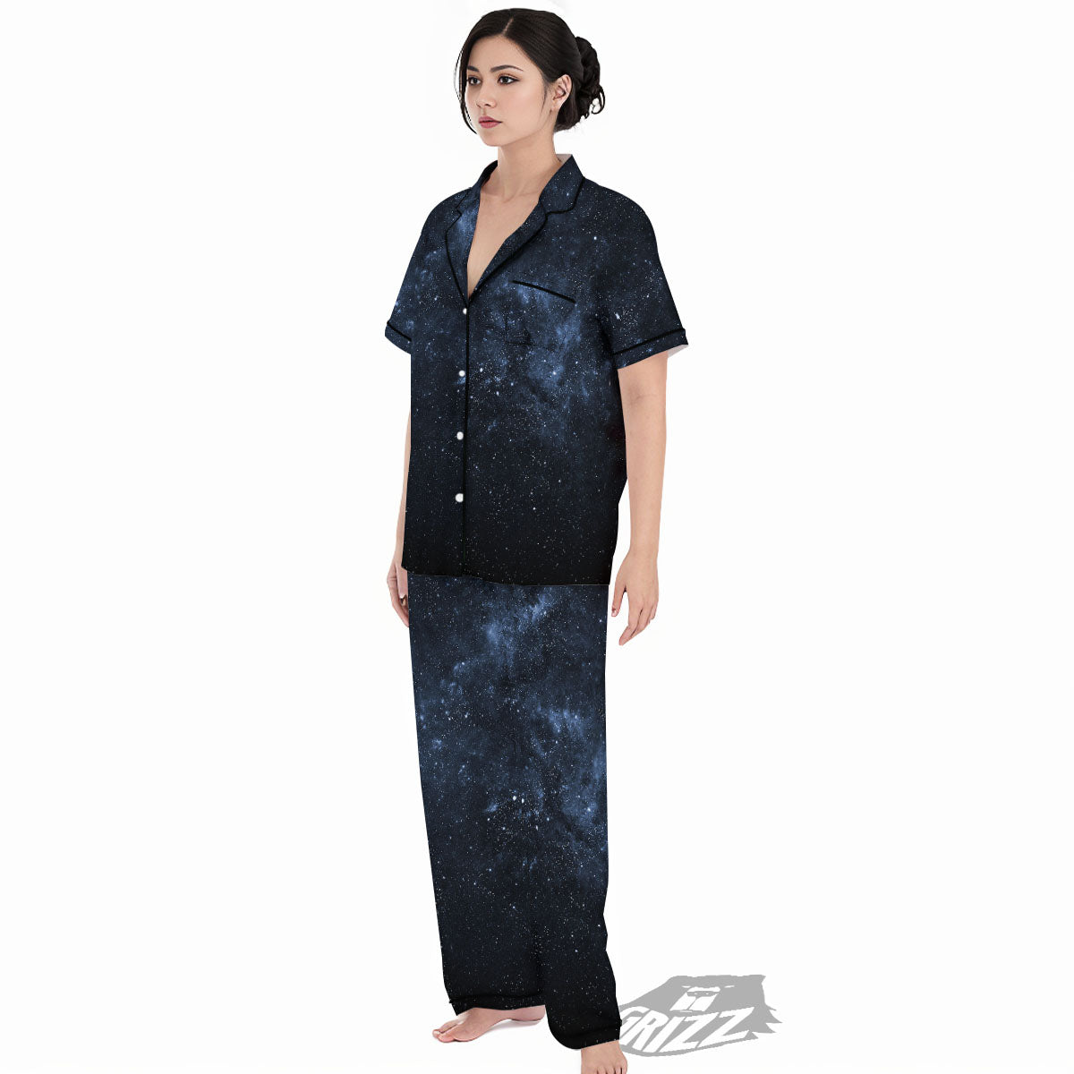 Galaxy Outer Space Dark Universe Print Women's Pajamas Set-grizzshop