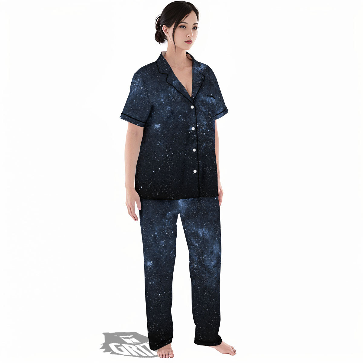Galaxy Outer Space Dark Universe Print Women's Pajamas Set-grizzshop