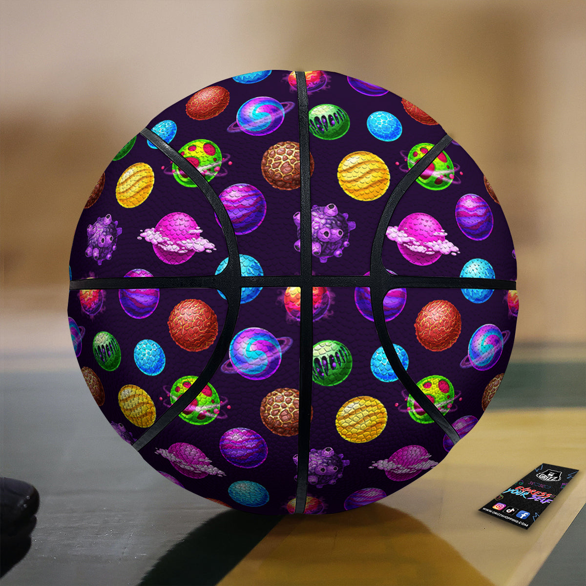 Galaxy Planets And Space Stars Colorful Print Pattern Basketball