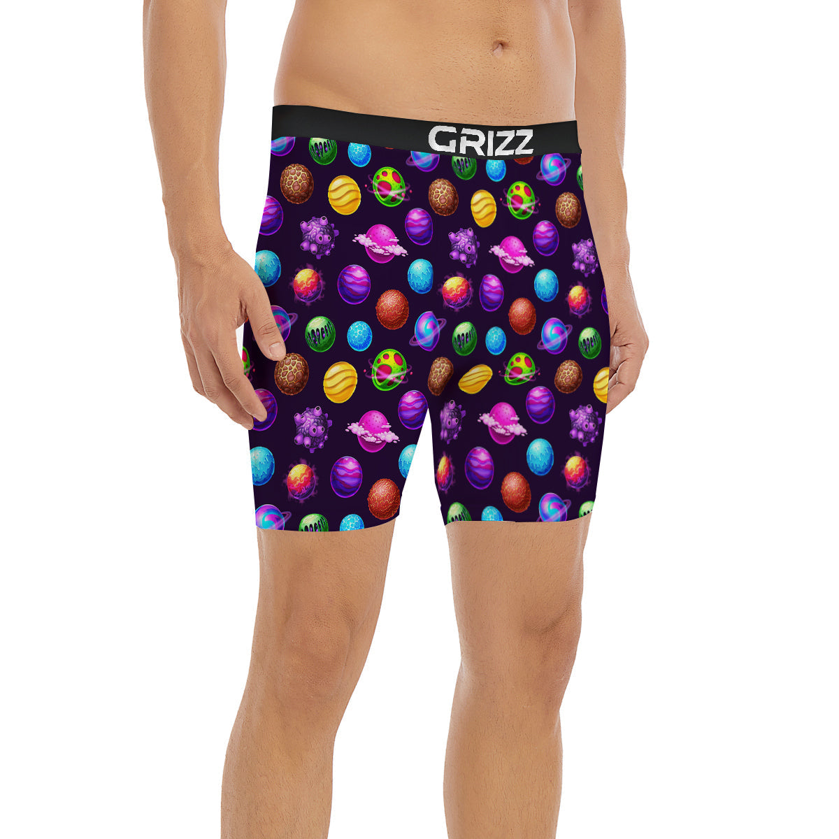 Galaxy Planets And Space Stars Colorful Print Pattern Boxer Briefs-grizzshop