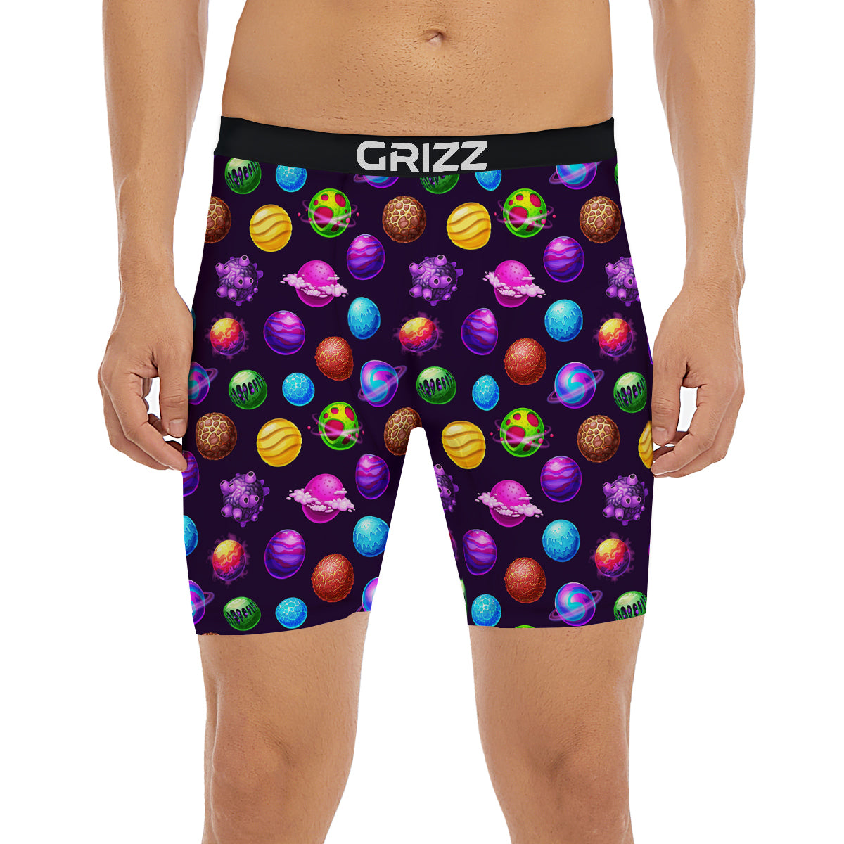 Galaxy Planets And Space Stars Colorful Print Pattern Boxer Briefs-grizzshop