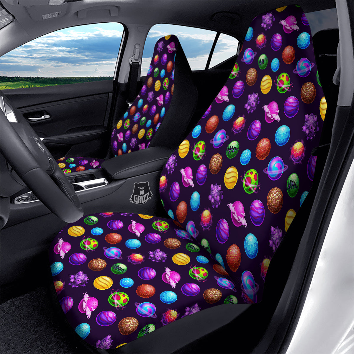 Galaxy Planets And Space Stars Colorful Print Pattern Car Seat Covers-grizzshop