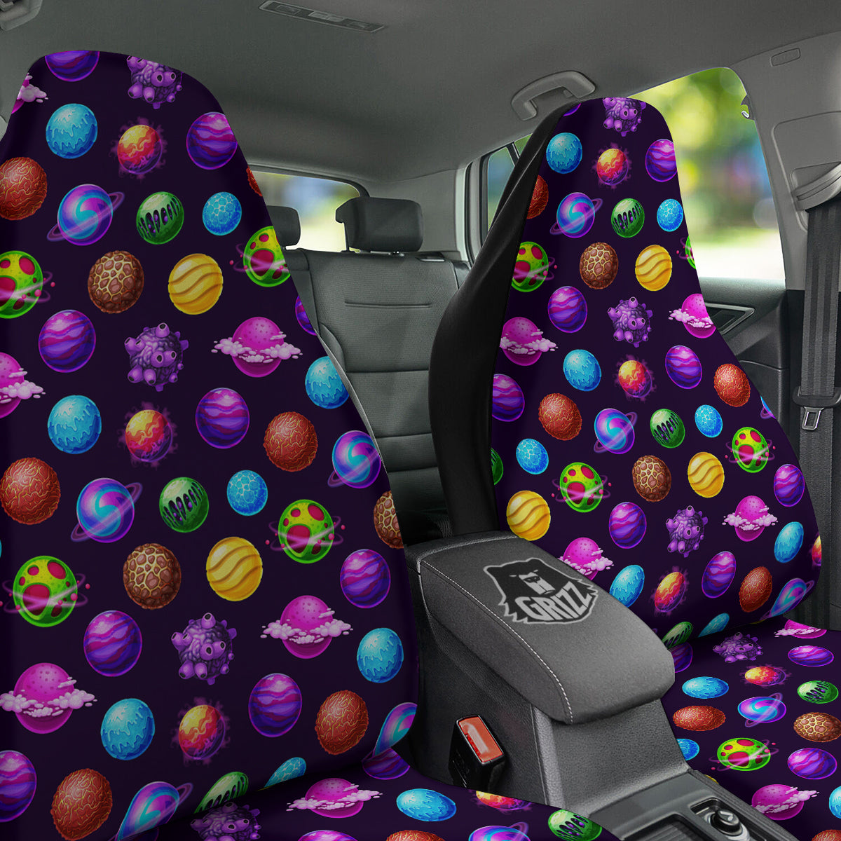 Galaxy Planets And Space Stars Colorful Print Pattern Car Seat Covers-grizzshop