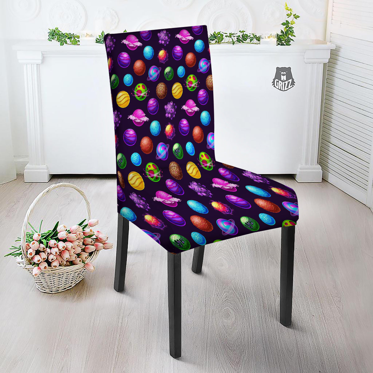 Galaxy Planets And Space Stars Colorful Print Pattern Dining Chair Slipcover-grizzshop