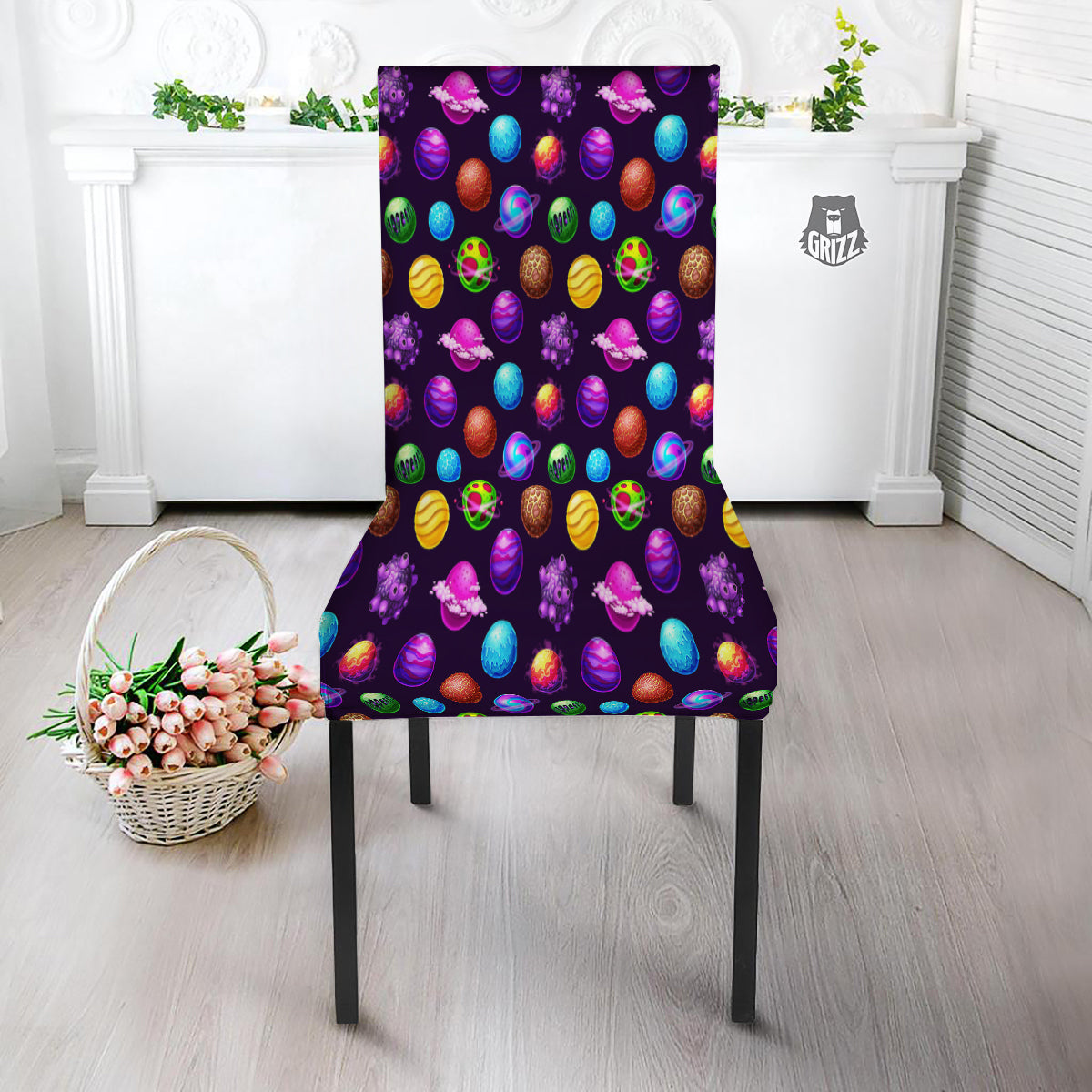 Galaxy Planets And Space Stars Colorful Print Pattern Dining Chair Slipcover-grizzshop