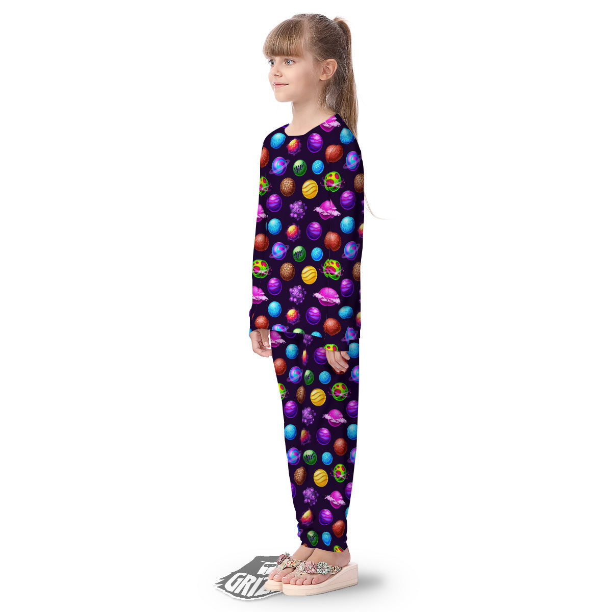 Galaxy Planets And Space Stars Colorful Print Pattern Kid's Pajamas-grizzshop