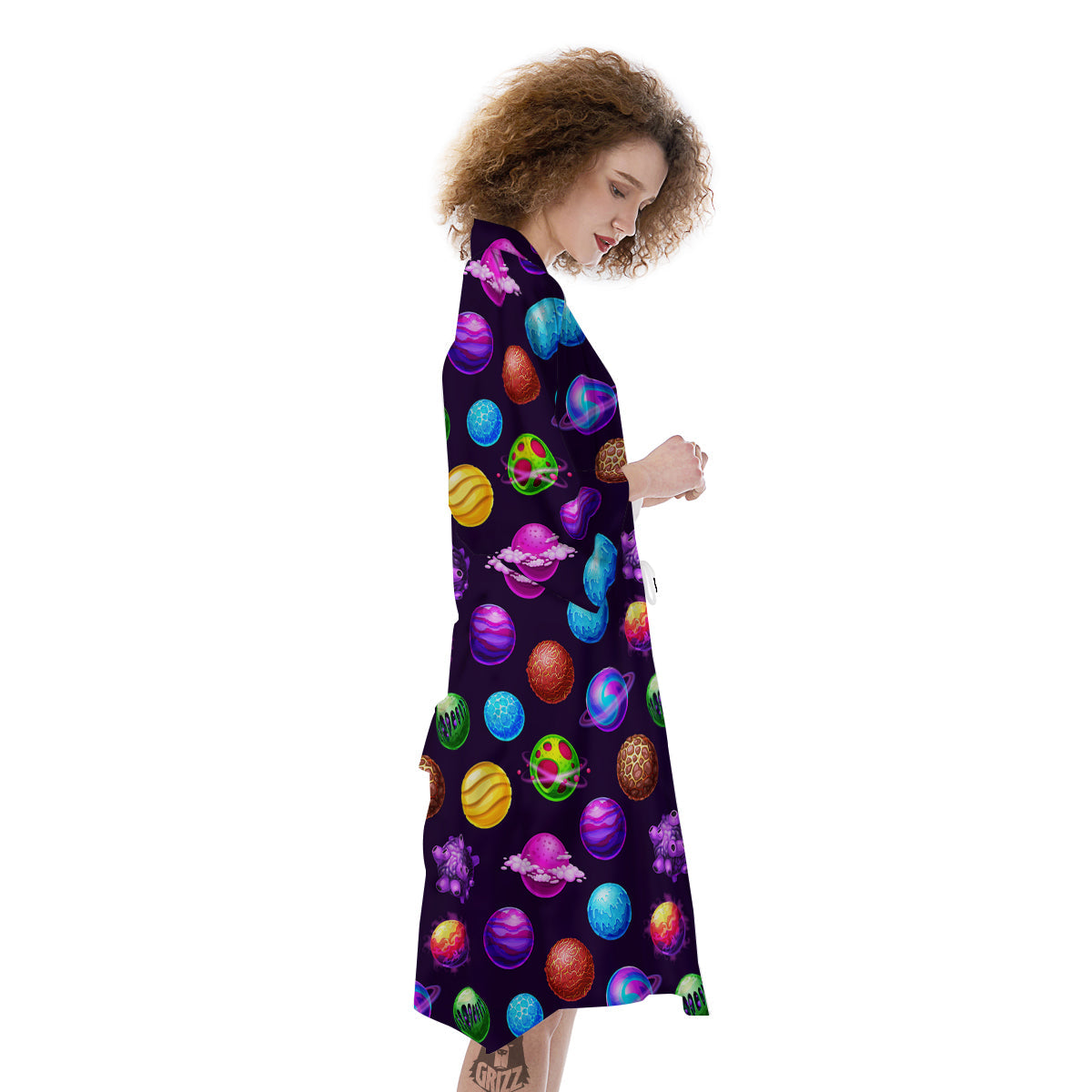 Galaxy Planets And Space Stars Colorful Print Pattern Kimono-grizzshop