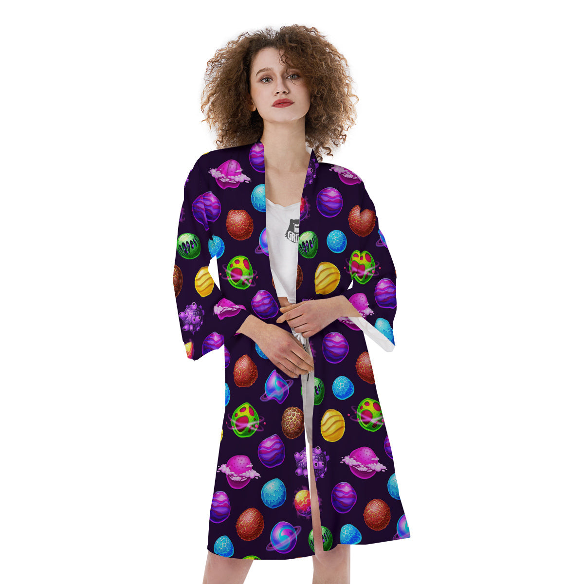 Galaxy Planets And Space Stars Colorful Print Pattern Kimono-grizzshop