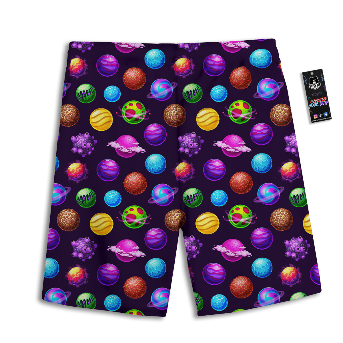 Galaxy Planets And Space Stars Colorful Print Pattern Men's Athletic Shorts