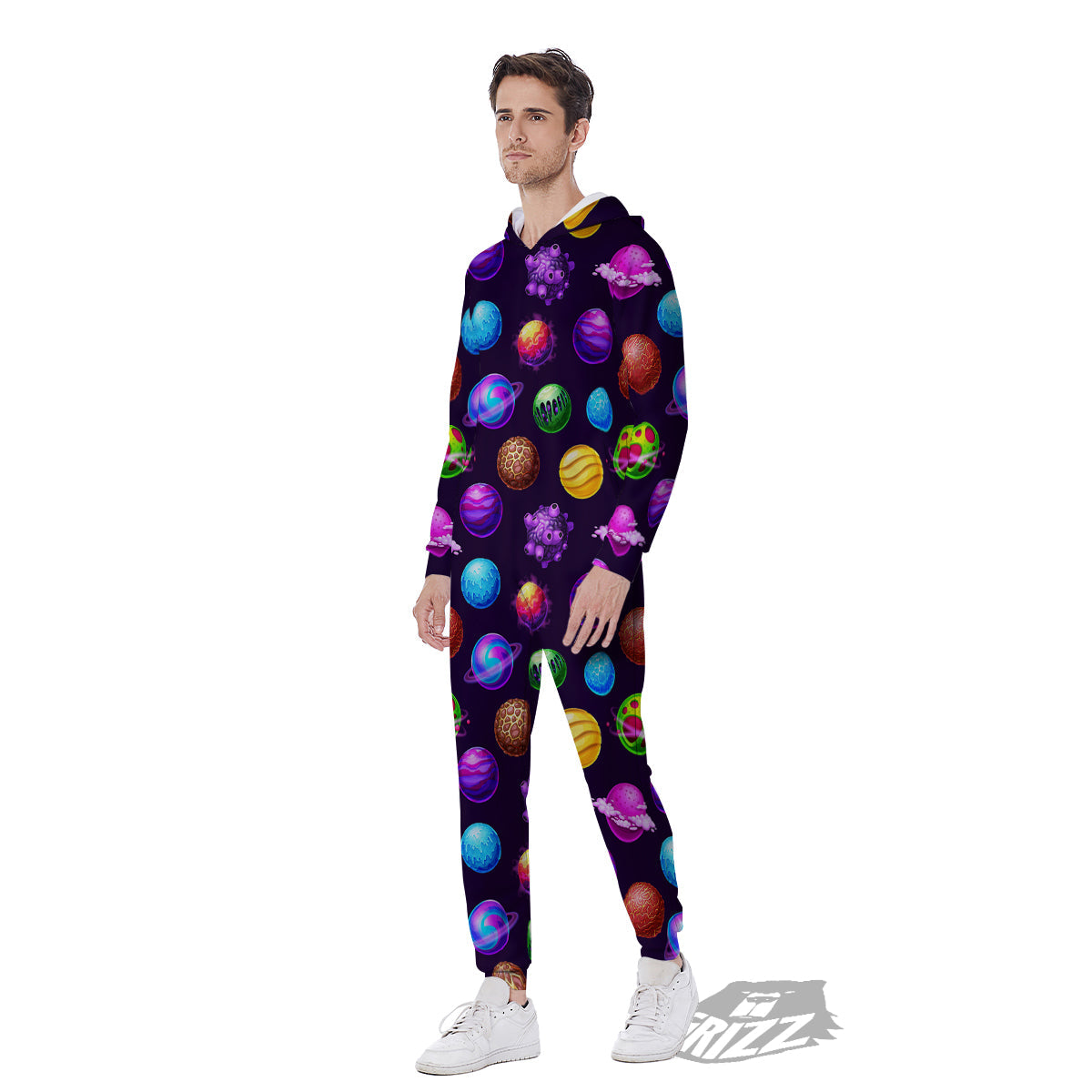Galaxy Planets And Space Stars Colorful Print Pattern Men's Jumpsuit-grizzshop