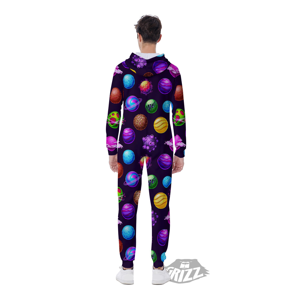 Galaxy Planets And Space Stars Colorful Print Pattern Men's Jumpsuit-grizzshop