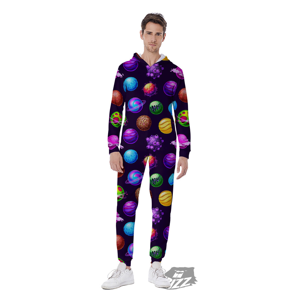 Galaxy Planets And Space Stars Colorful Print Pattern Men's Jumpsuit-grizzshop
