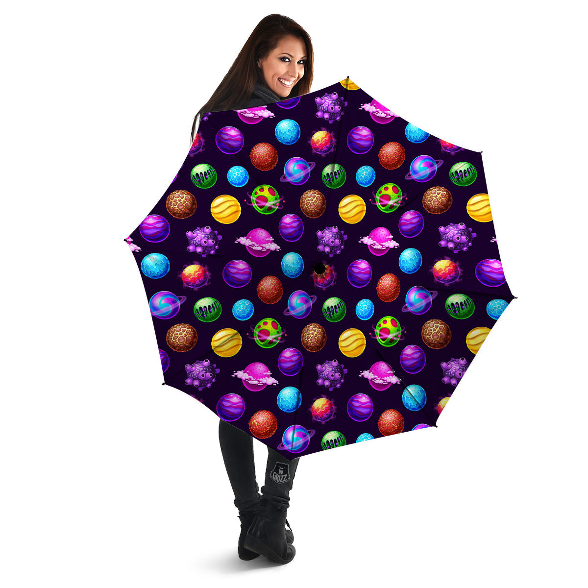 Galaxy Planets And Space Stars Colorful Print Pattern Umbrella-grizzshop