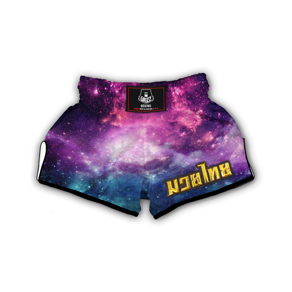 Galaxy Purple Stardust Space Print Muay Thai Boxing Shorts-grizzshop