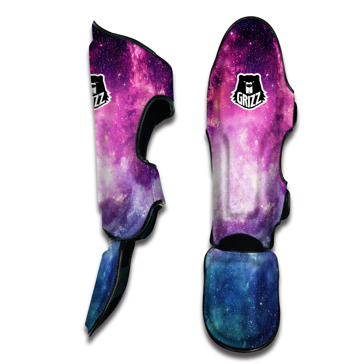 Galaxy Purple Stardust Space Print Muay Thai Shin Guards-grizzshop