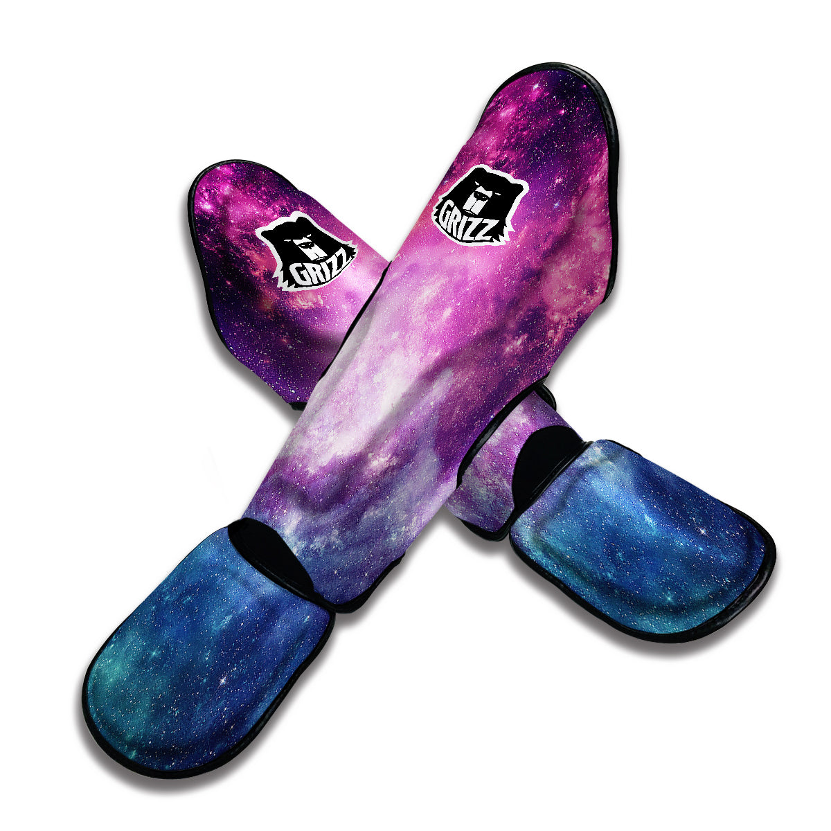 Galaxy Purple Stardust Space Print Muay Thai Shin Guards-grizzshop