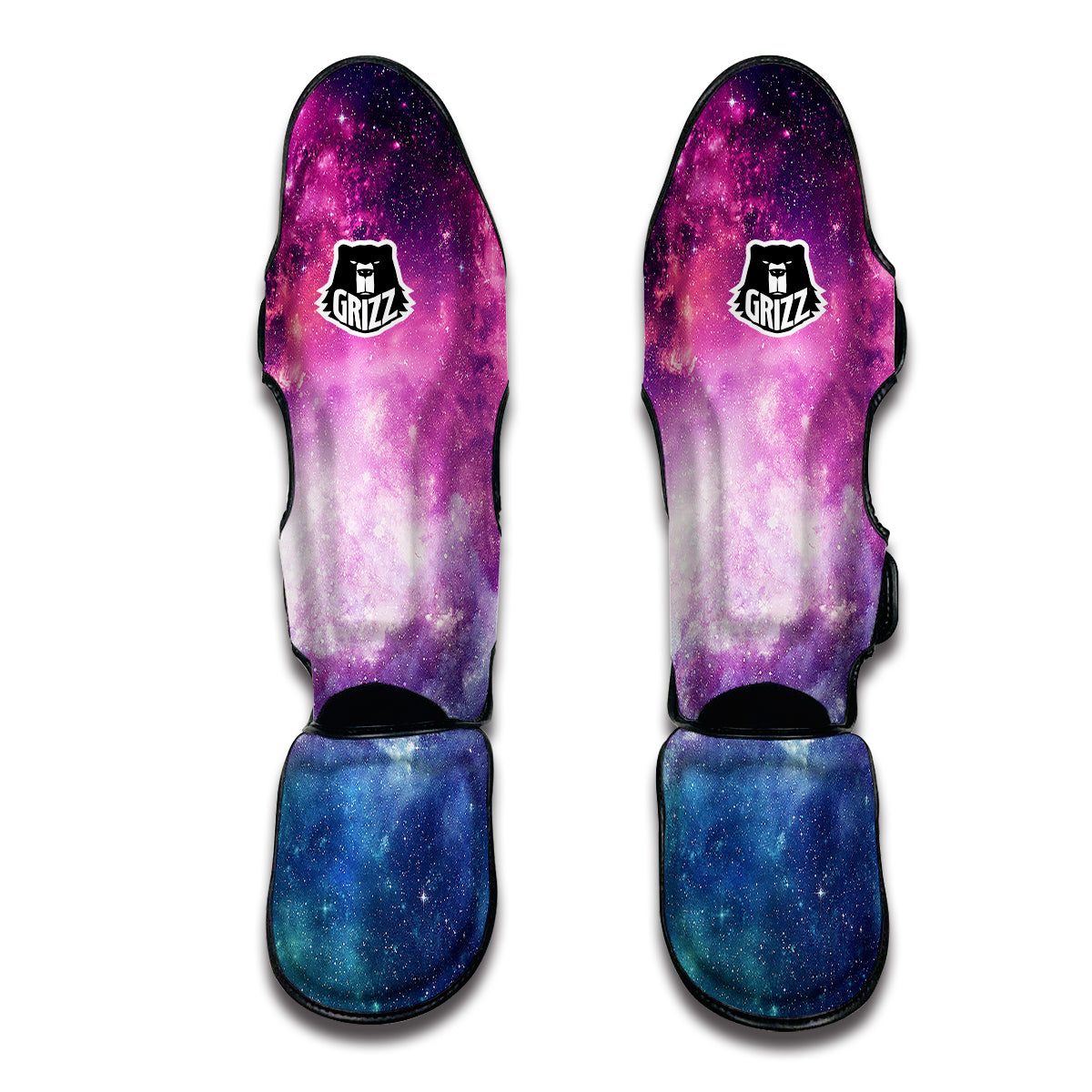 Galaxy Purple Stardust Space Print Muay Thai Shin Guards-grizzshop