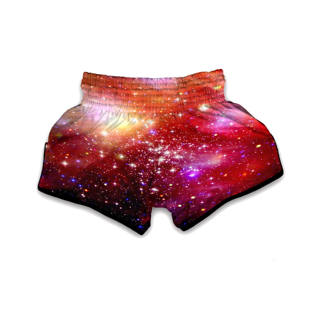 Galaxy Red Stardust Space Print Muay Thai Boxing Shorts-grizzshop